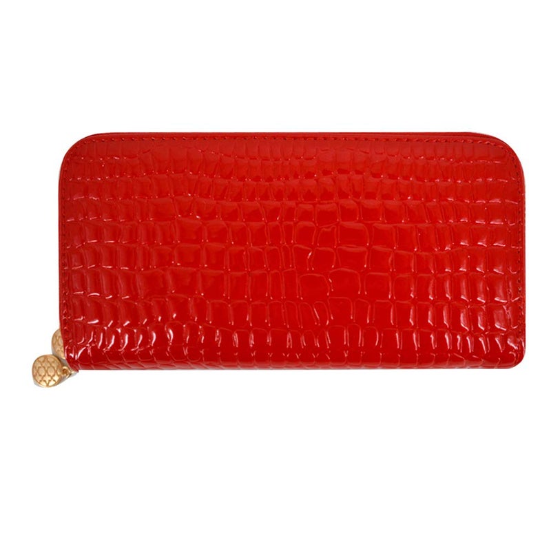 Aisi Women Patent Leather Clutch Wallet Phone Card Holder Organizer Ladies Purse (Red) - Image 1